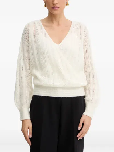 Guess Usa V-neck Sweater In White