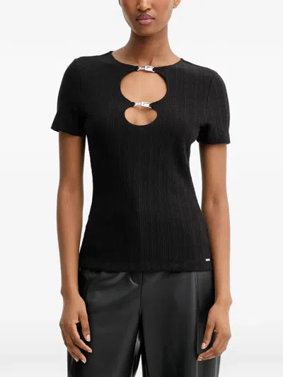 Guess Usa Valeria Cut-out Detail T-shirt In Black