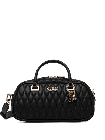 Guess Usa Valla Quilted Charm Tote Bag In Black