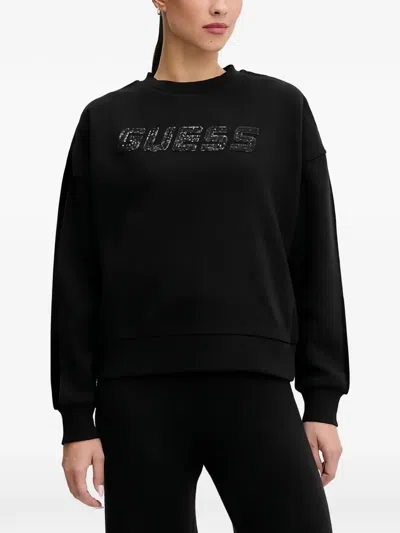 Guess Usa Velvet Panel Sweatshirt In Black