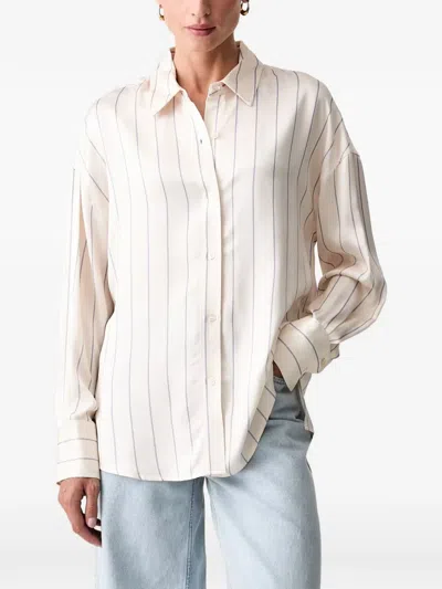 Guess Usa Vertical-stripe Long-sleeve Shirt In Gray