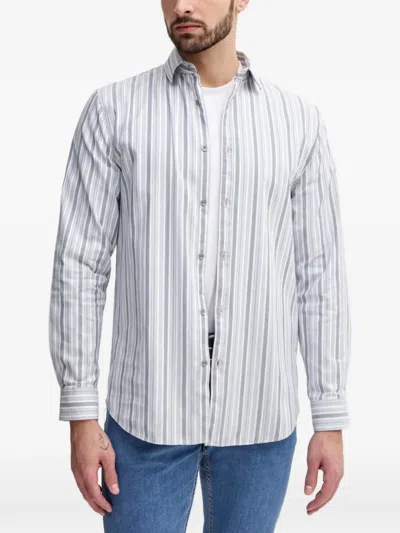 Guess Usa Vertical-stripe Long-sleeve Shirt In White