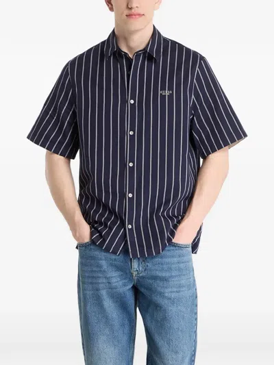 Guess Usa Vertical-stripe Short-sleeve Shirt In Multi
