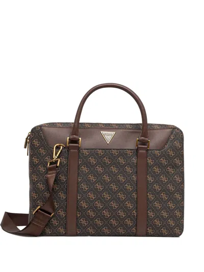 Guess Usa Vezzola Laptop Bag In Brown