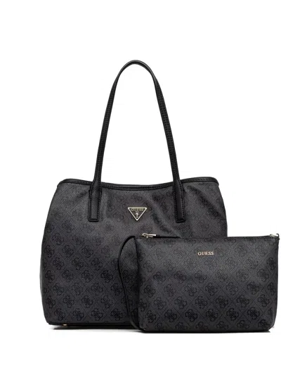 Guess Usa Monogram-pattern Pouch-detail Tote Bag In Black