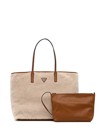 Guess Usa Victtoria Tote Bag In Neutral