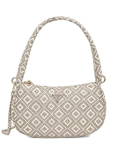 Guess Usa Vikky Woven Shoulder Bag In Neutral