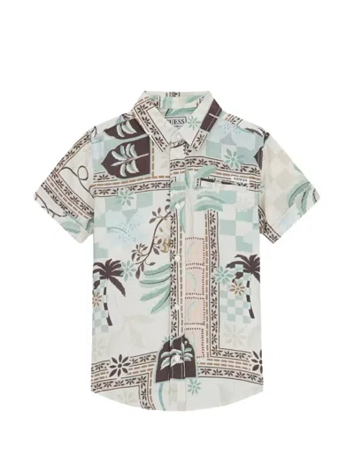 Guess Usa Kids' Viscose Poplin Shirt In Neutrals