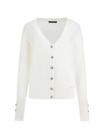 Guess Usa V-neck Cardigan In White