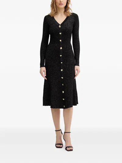Guess Usa V-neck Midi Dress In Black