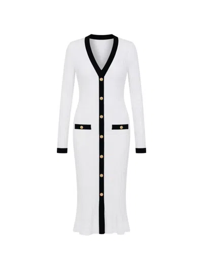 Guess Usa V-neck Midi Dress In White