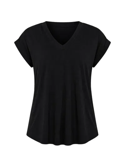 Guess Usa V-neck Rolled-sleeve T-shirt In Black
