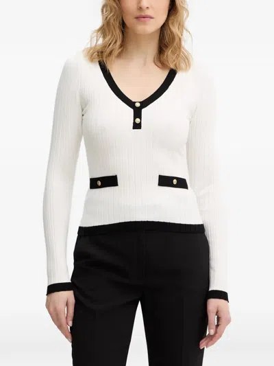 Guess Usa V-neck Sweater In White