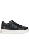 Guess Usa Welli Leather Sneakers In Black