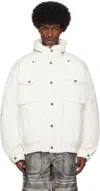 Guess Usa White Cotton Ripstop Parka Jacket In Alabaster White