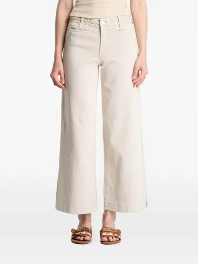 Guess Usa Wide-leg Cropped Trousers In Neutrals