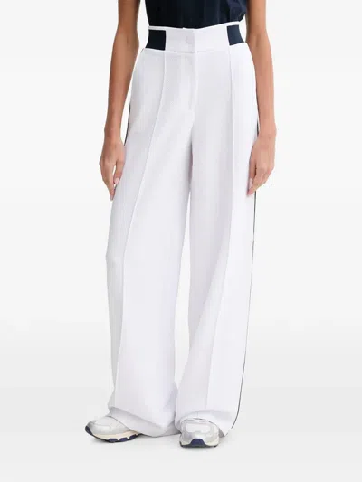 Guess Usa Wide-leg Side-stripe Track Pants In White