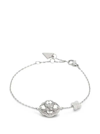 Guess Usa Wild Flower Crystal-embellished Bracelet In Silver