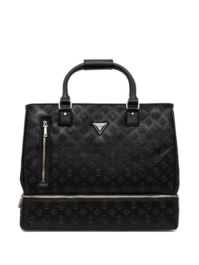 Guess Usa Wilder 4g Peony-logo Travel Bag In Black