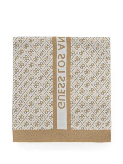 Guess Usa Wool Blend Scarf In Brown