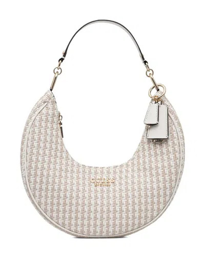 Guess Usa Woven Charm-detailing Tote Bag In Neutral
