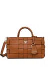 Guess Usa Woven-design Crossbody Bag In Brown
