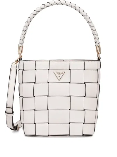 Guess Usa Woven Top-handle Tote Bag In Brown