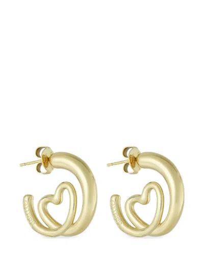 Guess Usa Wrapped Heart Hoop Earrings In Gold