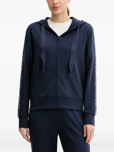 Guess Usa X North Sails Logo-tape Zip-up Hoodie In Blue