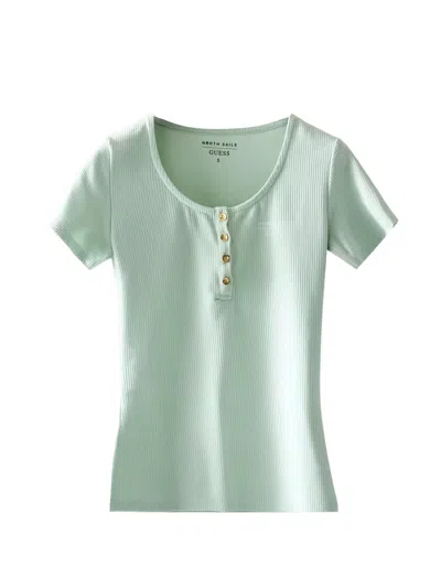 Guess Usa X North Sails Ribbed-knit T-shirt In Green