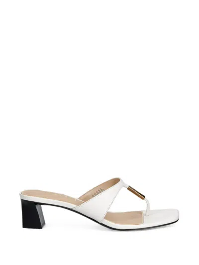 Guess Usa Yaiza Logo-plaque Square-toe Sandals In White