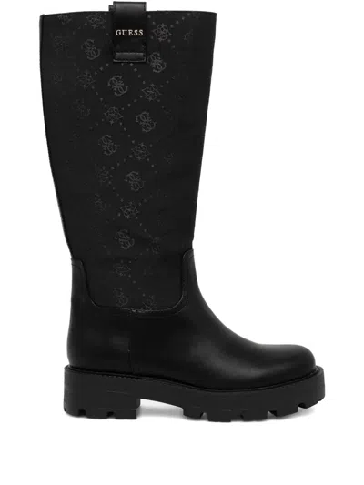 Guess Usa Yannis 4g Logo-pattern Boot In Black