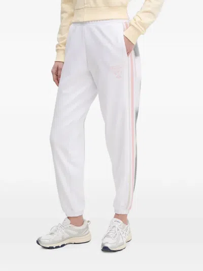 Guess Usa Yarrow Side-stripe Embroidered-logo Track Pants In White
