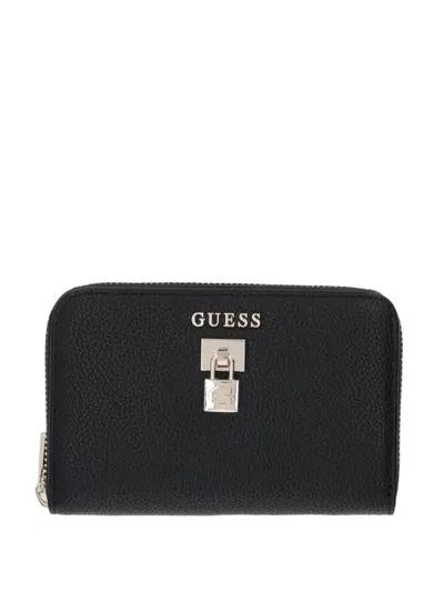 Guess Usa Yesba Padlock Zip-fastening Wallet In Black