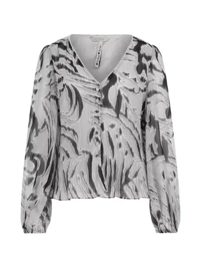 Guess Usa Yvette Pleated Blouse In Gray