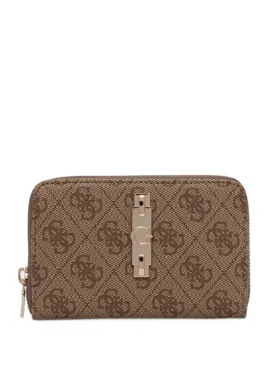 Guess Usa Yvonne Logo Wallet In Brown