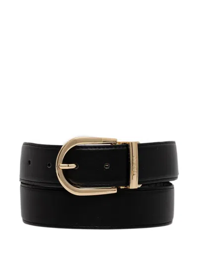 Guess Usa Yvonne Logo-print Reversible Belt In Black