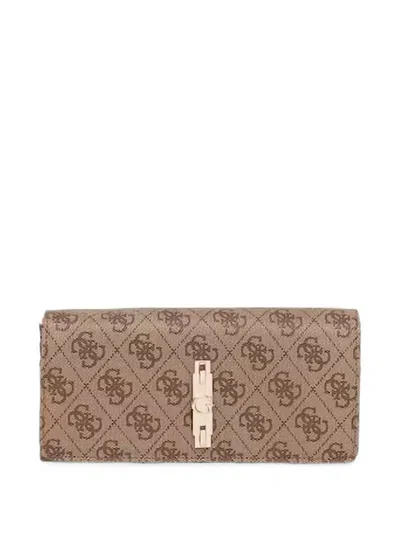Guess Usa Yvonne Monogram-print Logo-plaque Wallet In Pink