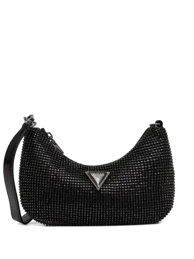 Guess Usa Zalina Crystal-embellished Shoulder Bag In Black