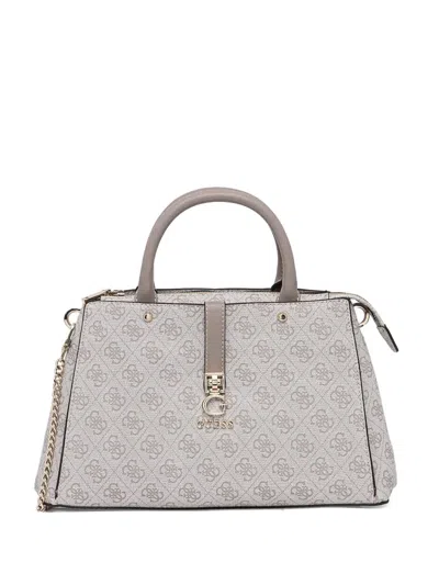 Guess Usa Zamira Logo-jacquard Handbag In Gray