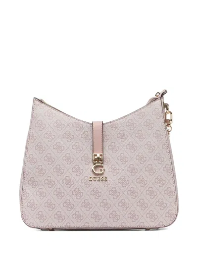 Guess Usa Zamira Logo-printed Shoulder Bag In Pink