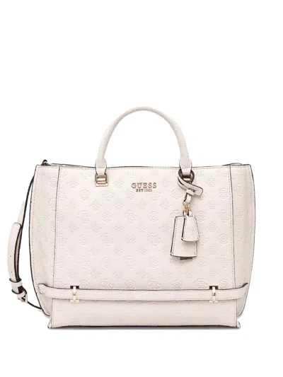 Guess Usa Zarela Monogram-debossed Tote Bag In Neutral