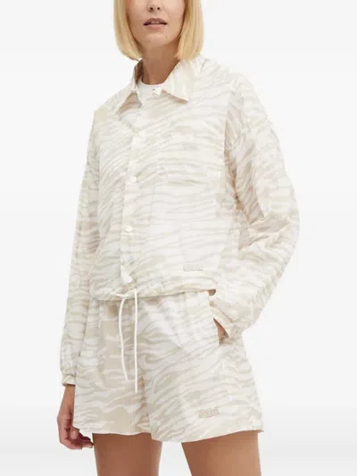 Guess Usa Zebra-pattern Shirt Jacket In Neutral