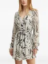 Guess Usa Zebra-print Belted Mini Dress In Neutral