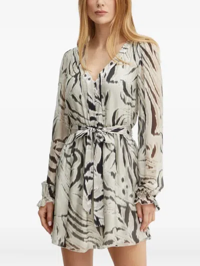 Guess Usa Zebra-print Belted Mini Dress In Neutral