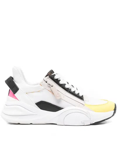 Guess Usa Zip-detail Panelled Sneakers In White