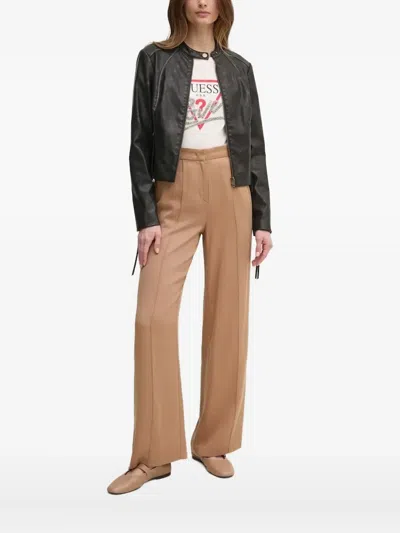 Guess Usa Zip-fastening Panelled Jacket In Brown