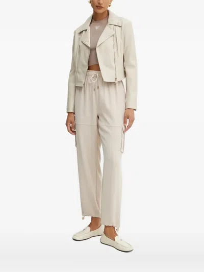 Guess Usa Zip-front Cropped Jacket In Neutral