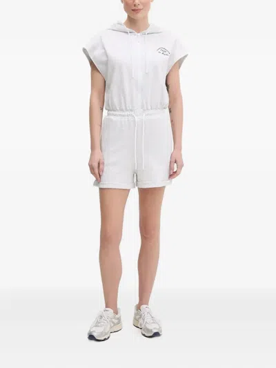 Guess Usa Zip-front Hooded Playsuit In Gray