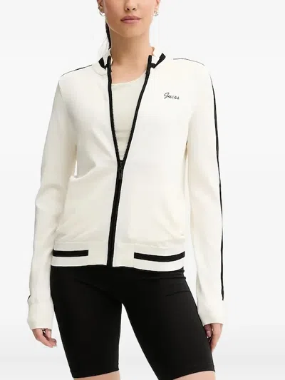 Guess Usa Zip-front Panelled Sweatshirt In Neutral